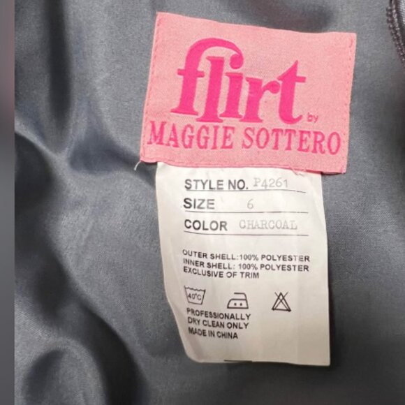 Flirt Maggie Sottero Gray Charcoal Size 6 formal evening Dress - Picture 6 of 6